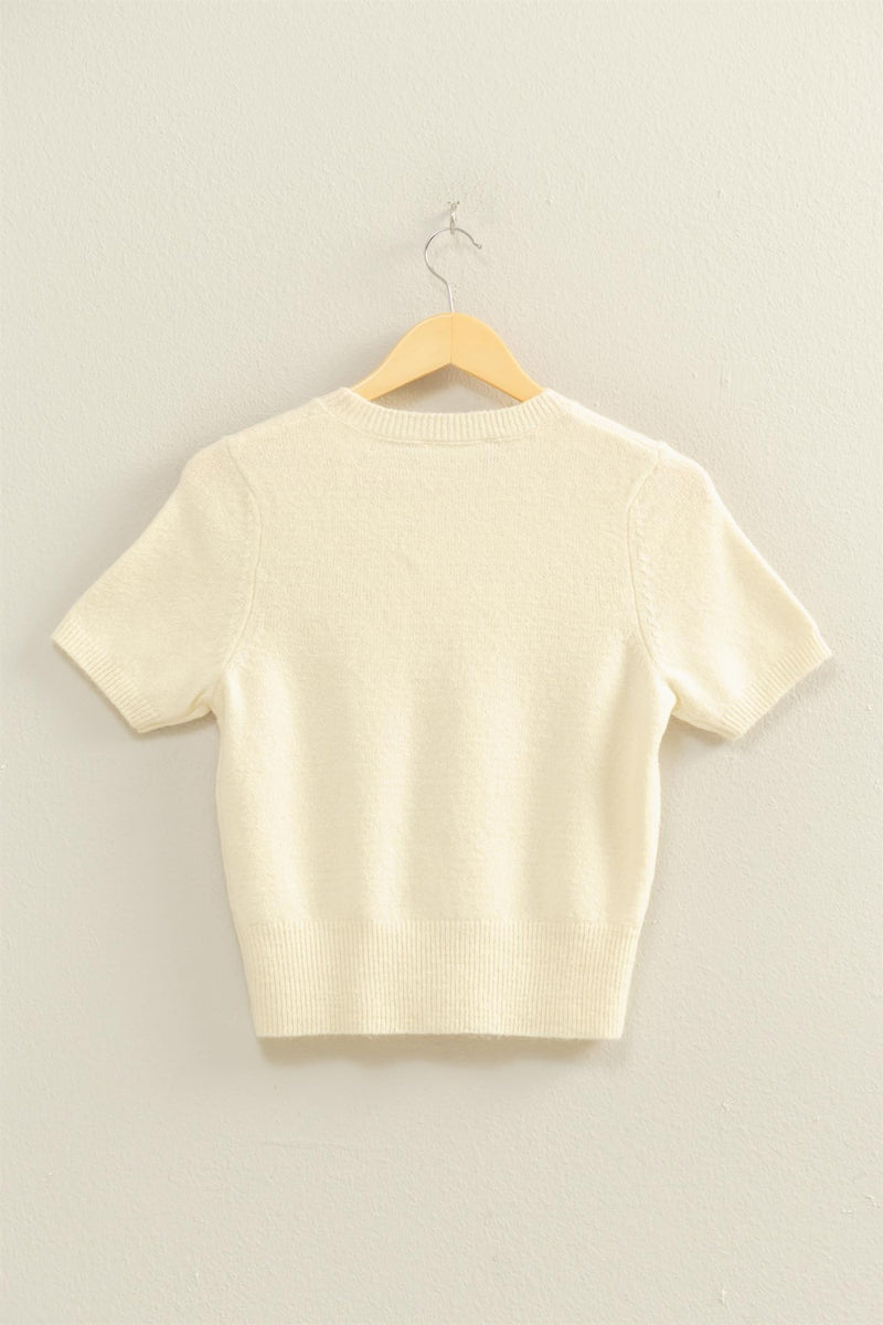Harper Round Neck Knit Top, Cream