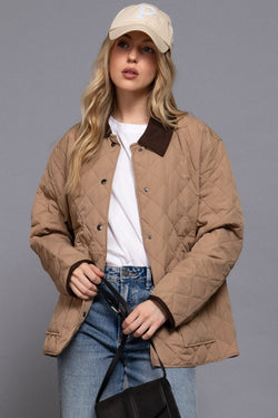 Cleo Quilted Puffer Work Jacket, Khaki