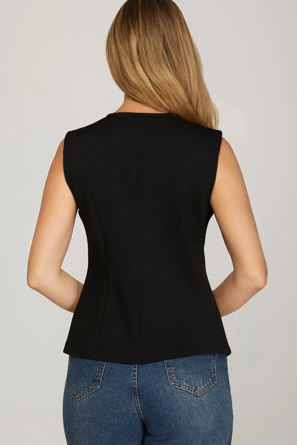 Allyson Vest Top, Black