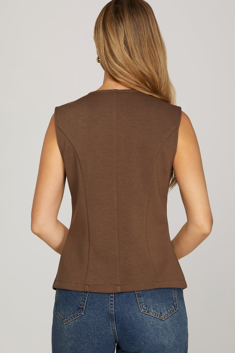 Allyson Vest Top, Brown