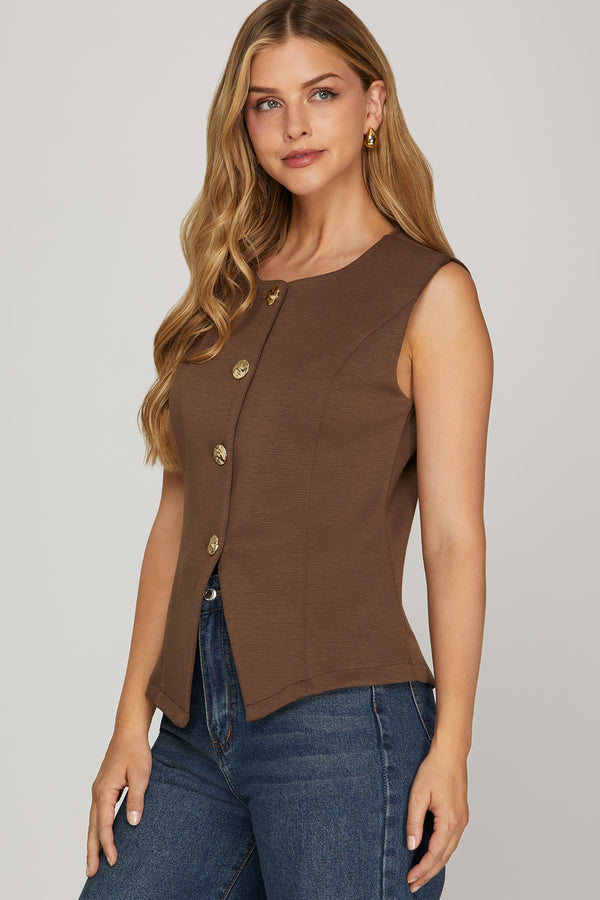 Allyson Vest Top, Brown
