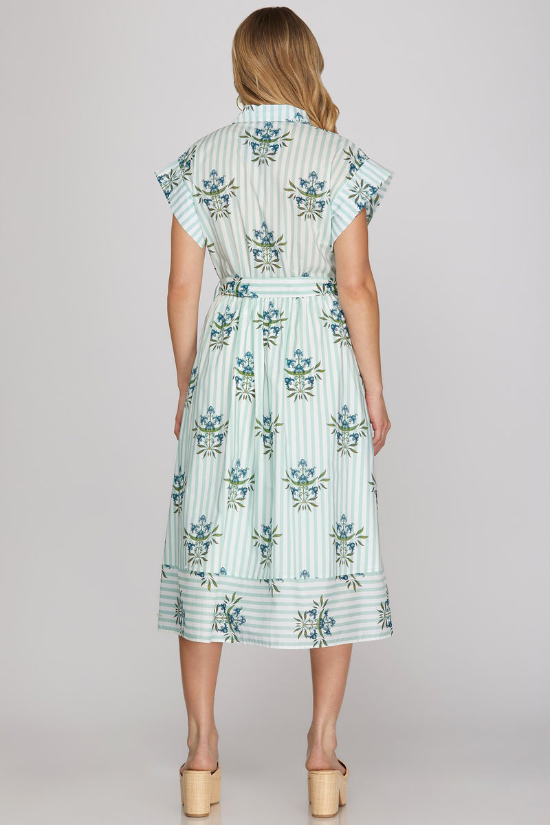 taylor midi dress NYC 2026 Taylor Swift Blue/White Pinstripe Midi Dress