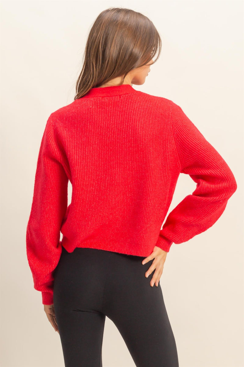 Marie Sparkly Bow Cardigan, Red