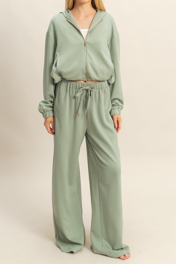 Gianna Wide Leg Pants, Sage Green