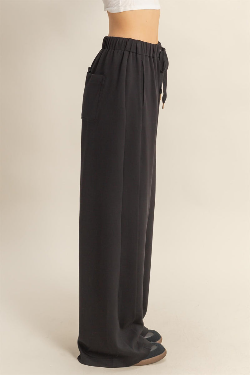 Gianna Wide Leg Pants, Black