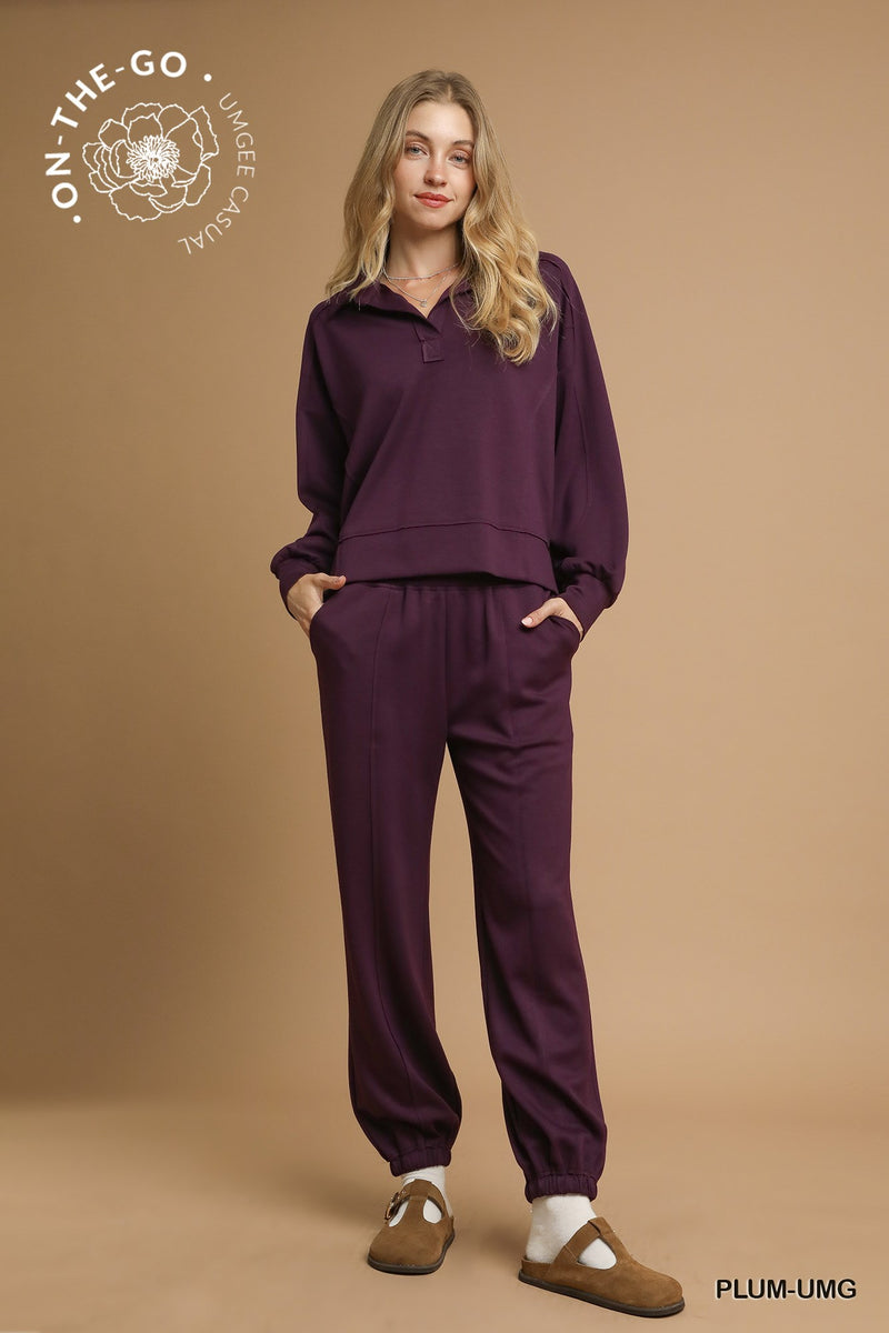 Neo Knit Polo Sweatshirt, Plum