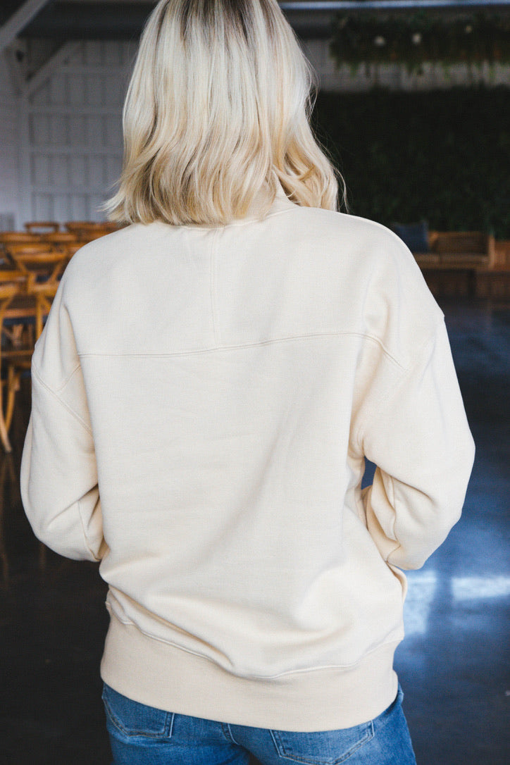 Easy Peasy Oversized Mock Neck Top, Cream