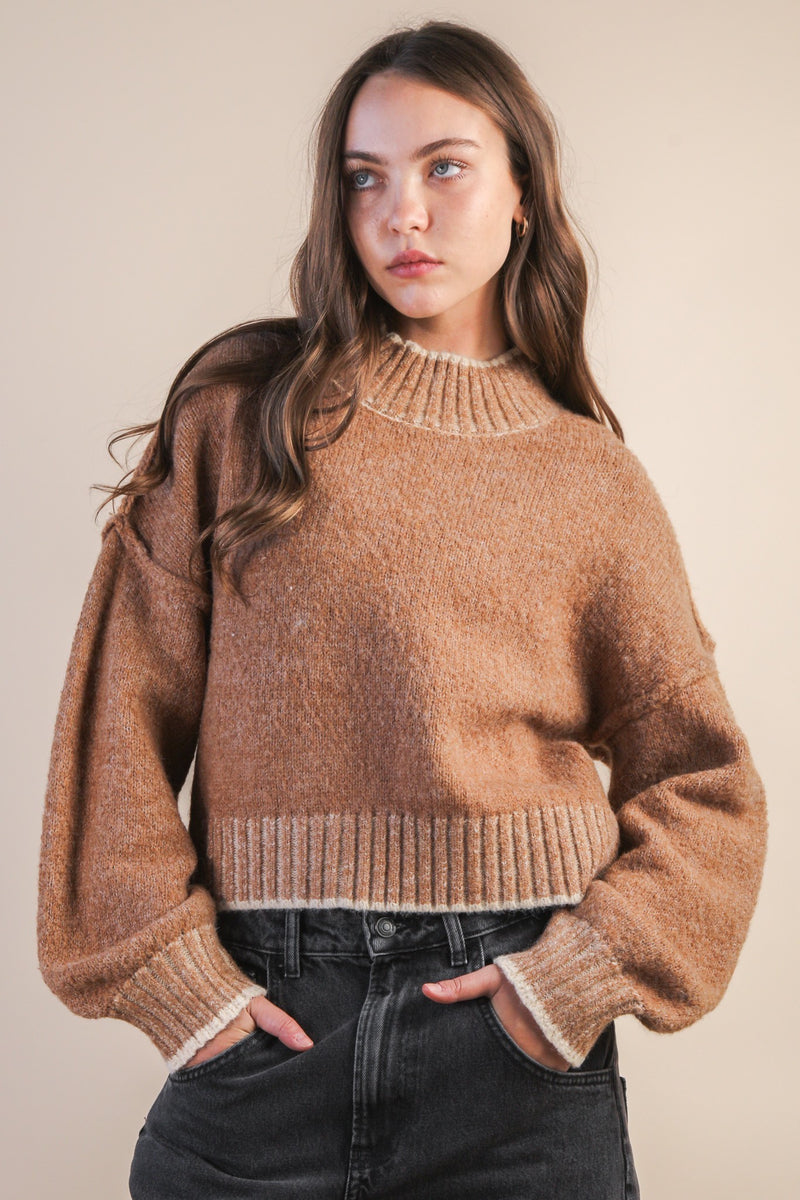 Alice Trim Detail Sweater, Mocha