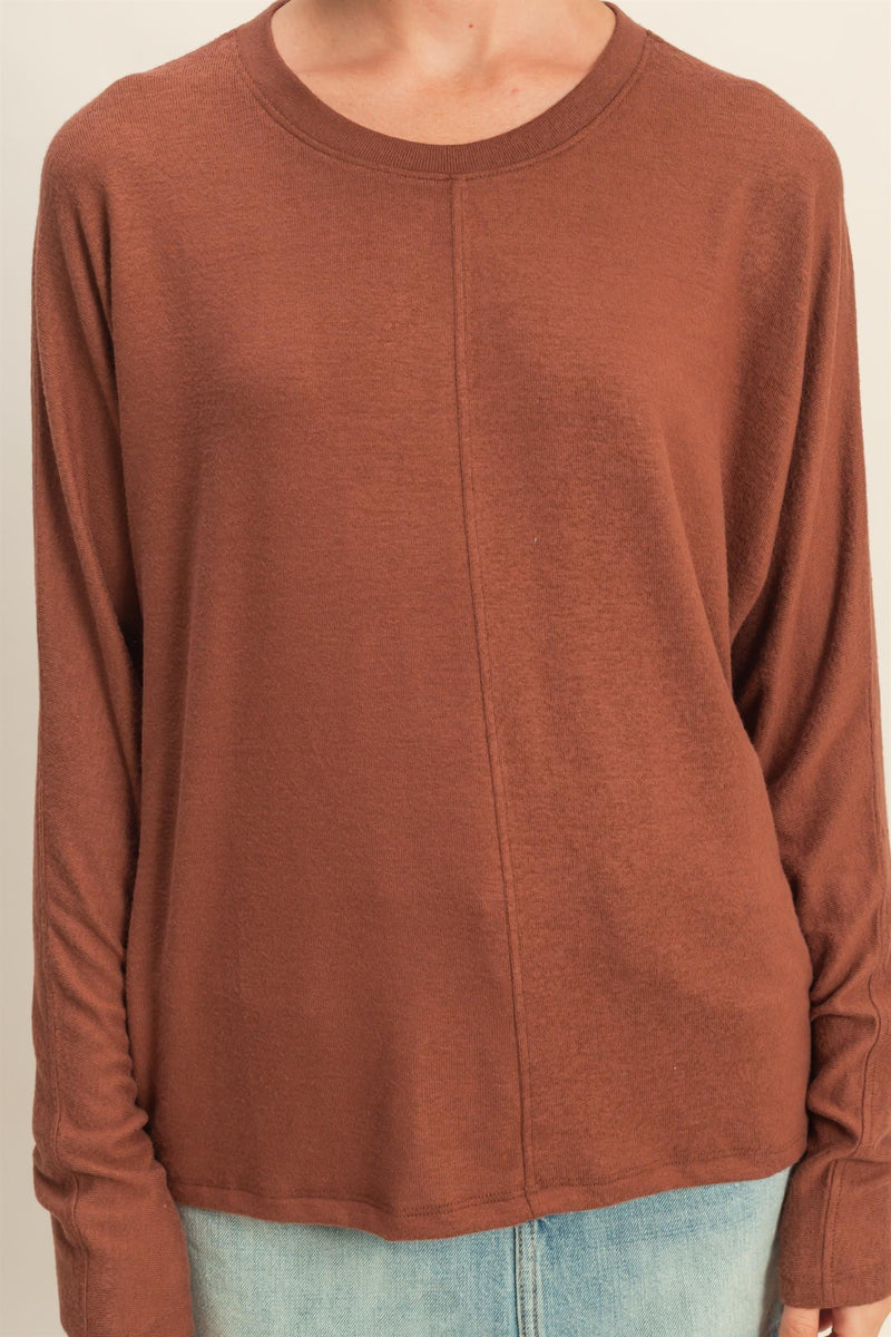 Eliana Seam Front Top, Chestnut