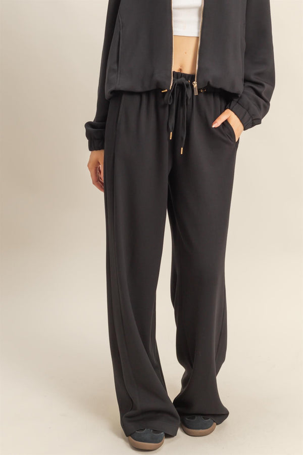 Gianna Wide Leg Pants, Black