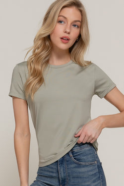 Juno Round Neck ITY Knit Top, Sage