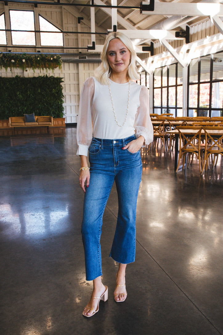 Lucky Me Mixed Media Top, Toasted Marshmallow | Sanctuary