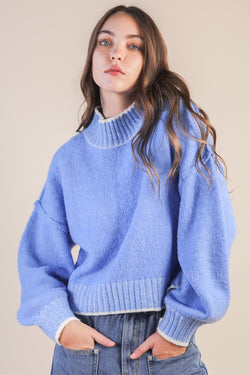 Alice Trim Detail Sweater, Blue