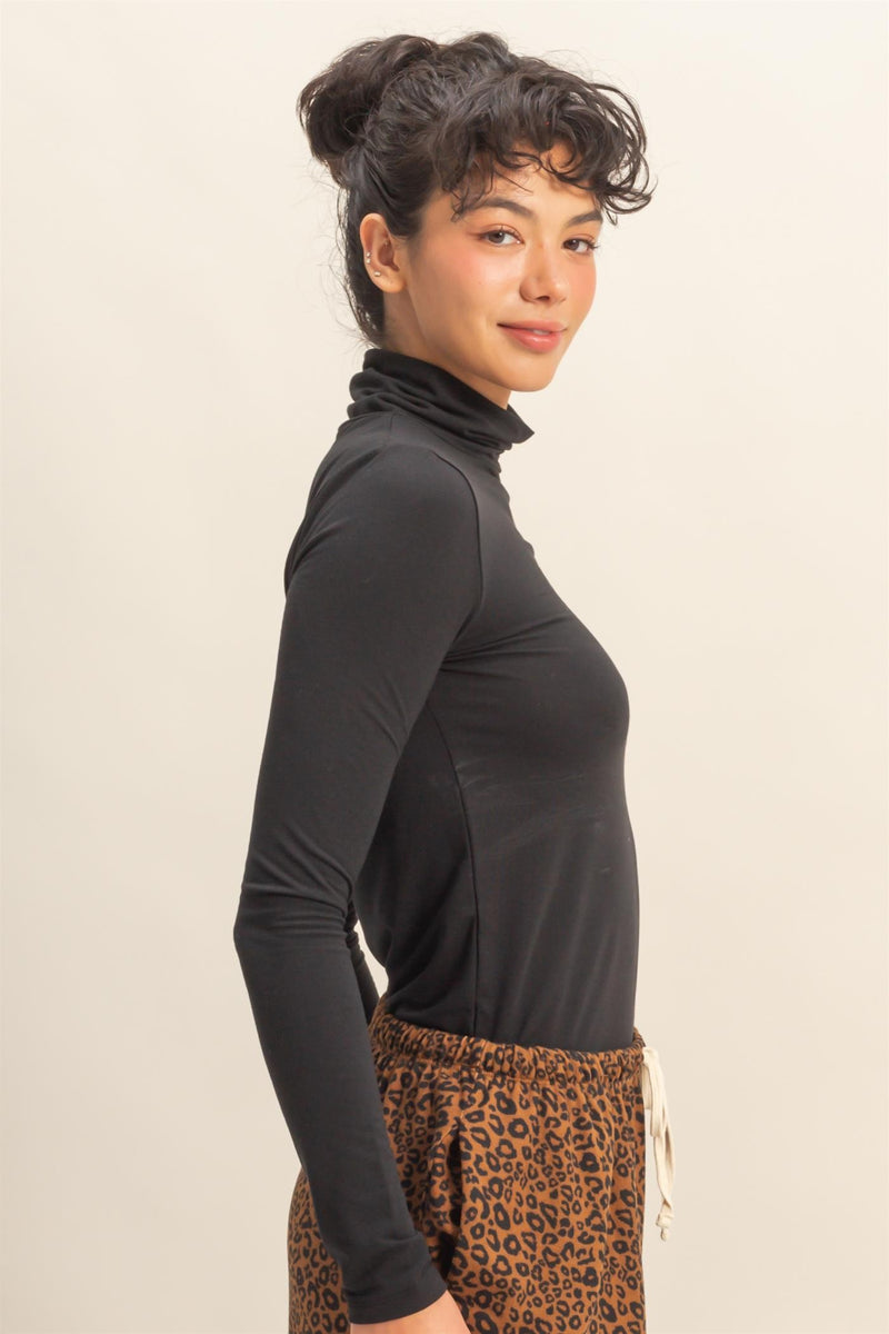 Eleanor Turtle Neck Top, Black