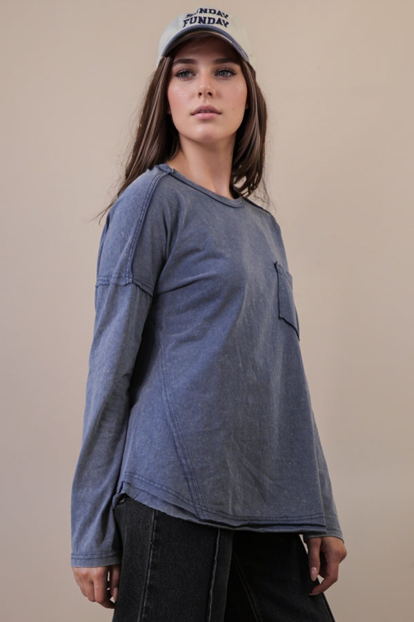 Rosalind Mineral Wash Top, Denim