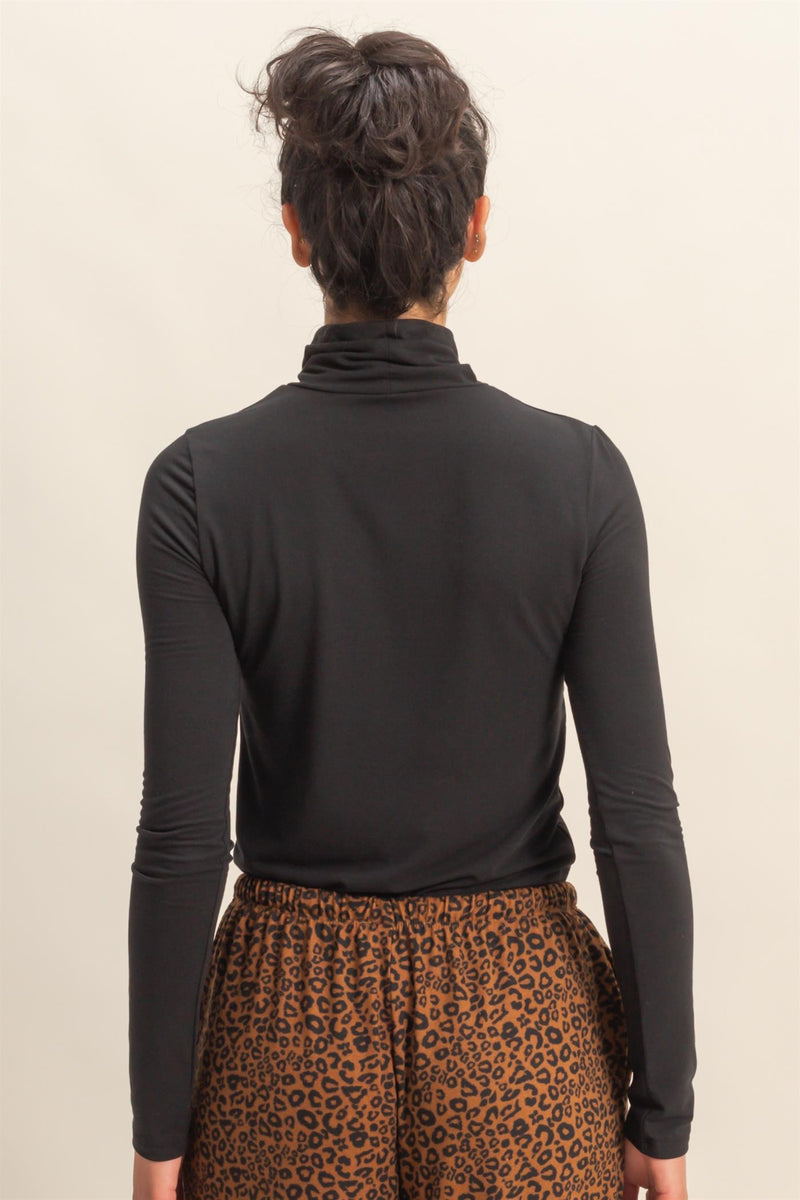 Eleanor Turtle Neck Top, Black