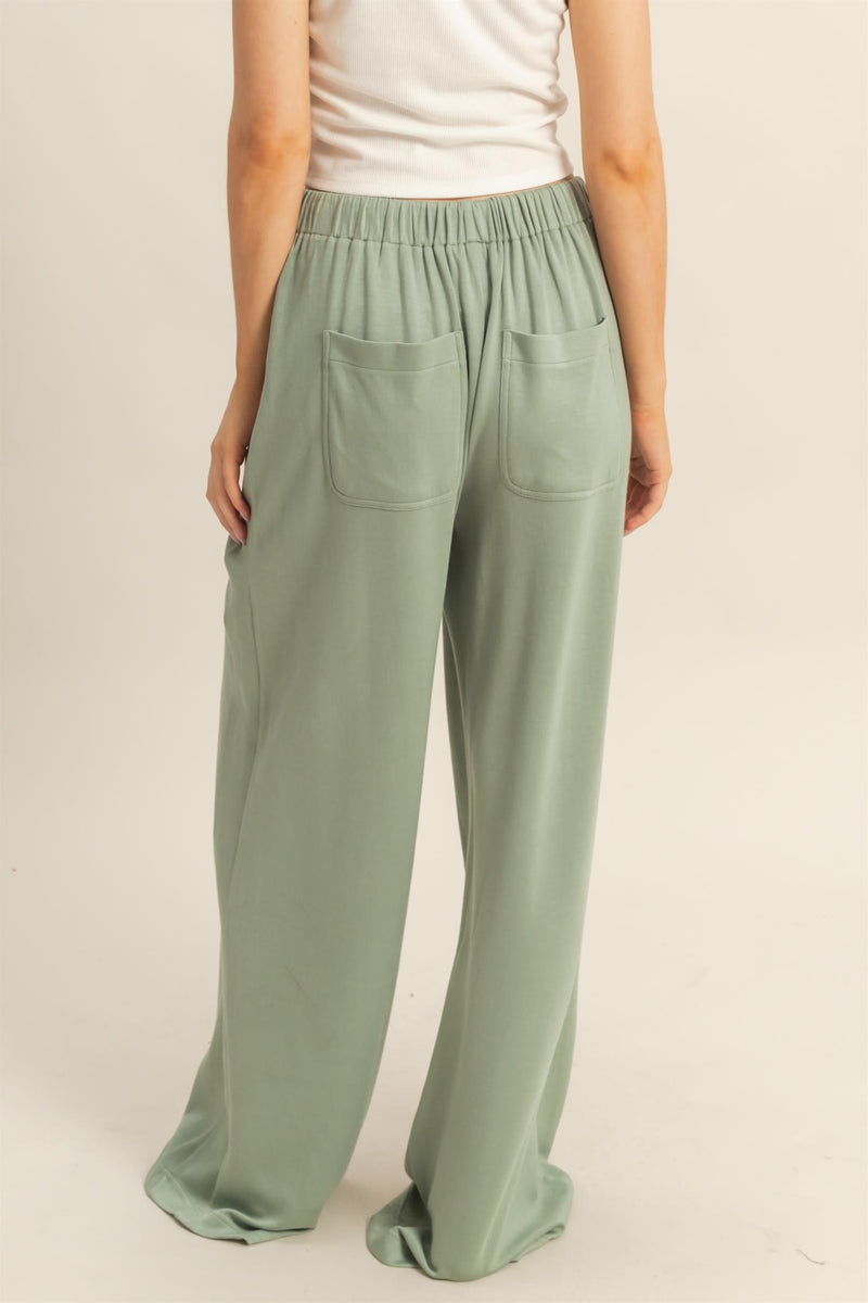 Gianna Wide Leg Pants, Sage Green
