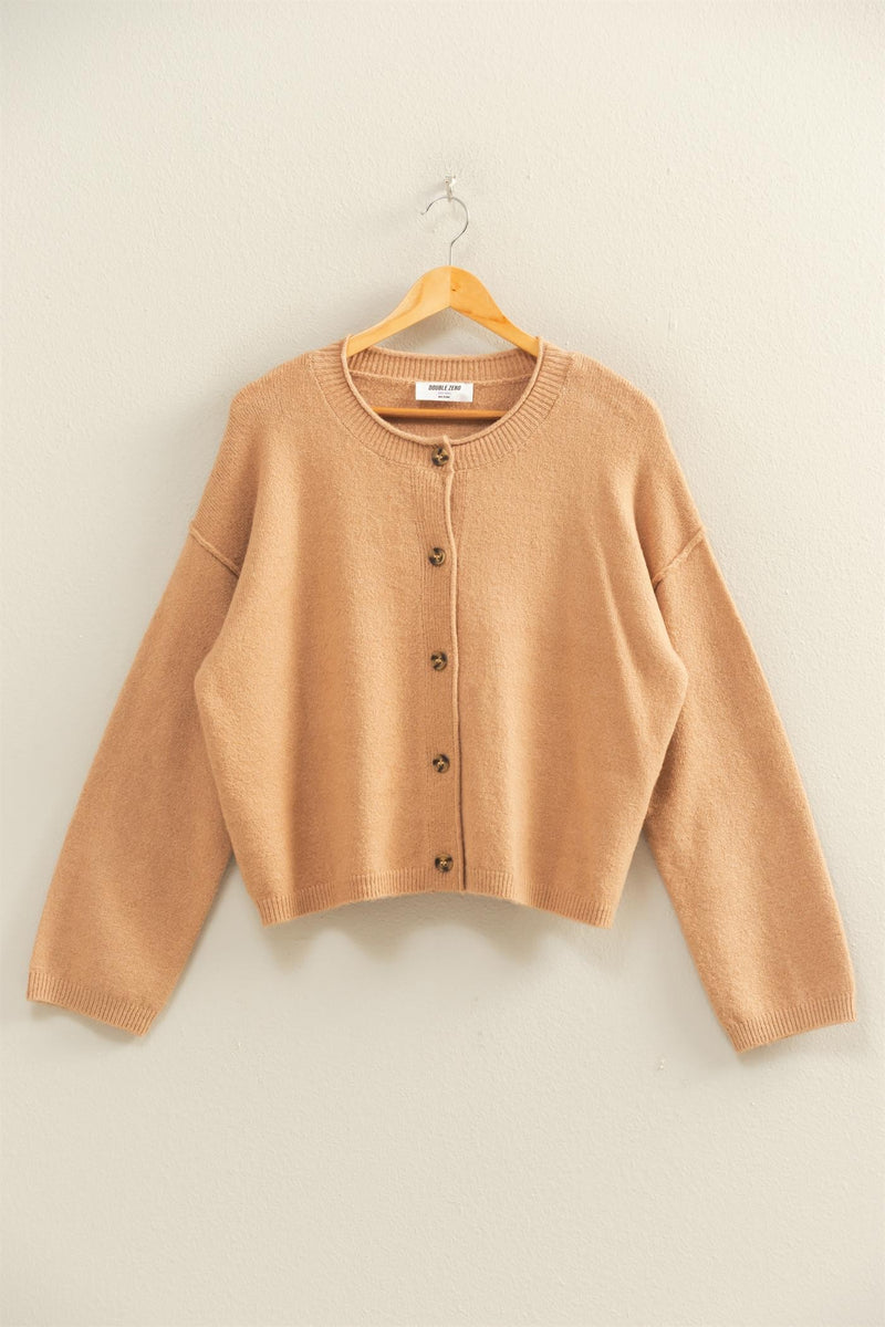 Melina Roll Neck Cardigan, Dark Taupe