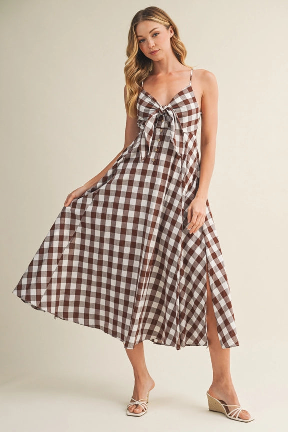 Everly Gingham Dress, Choco Brown – North & Main Clothing Company