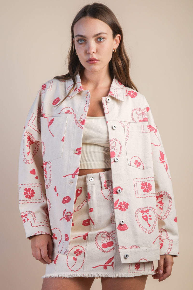 Kori James Printed Jacket, Oatmeal