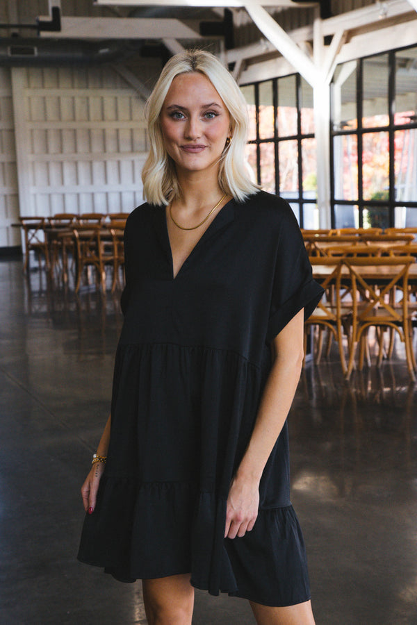 Serrano Tiered Dress, Black