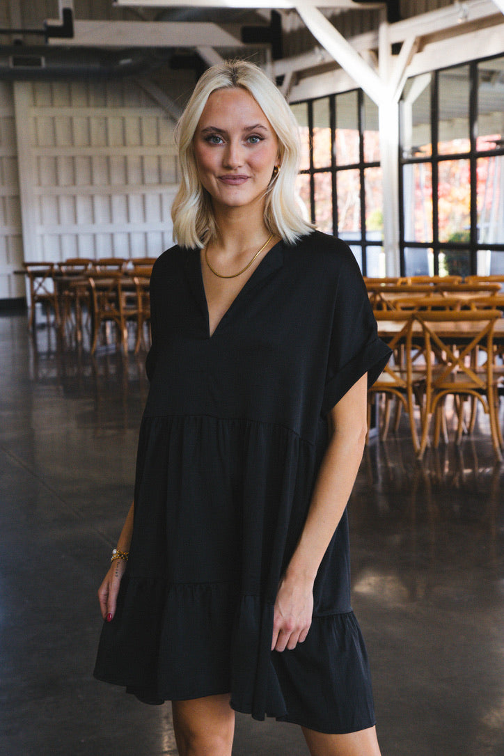 Serrano Tiered Dress, Black