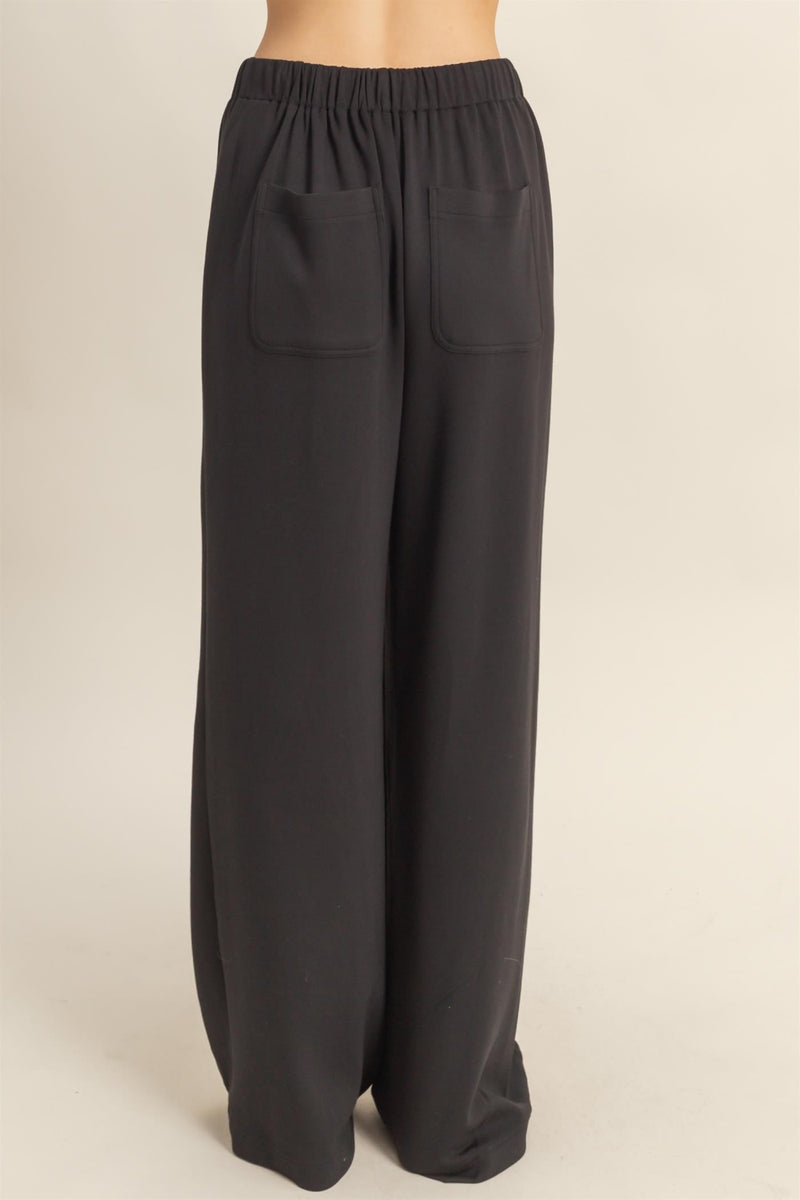 Gianna Wide Leg Pants, Black