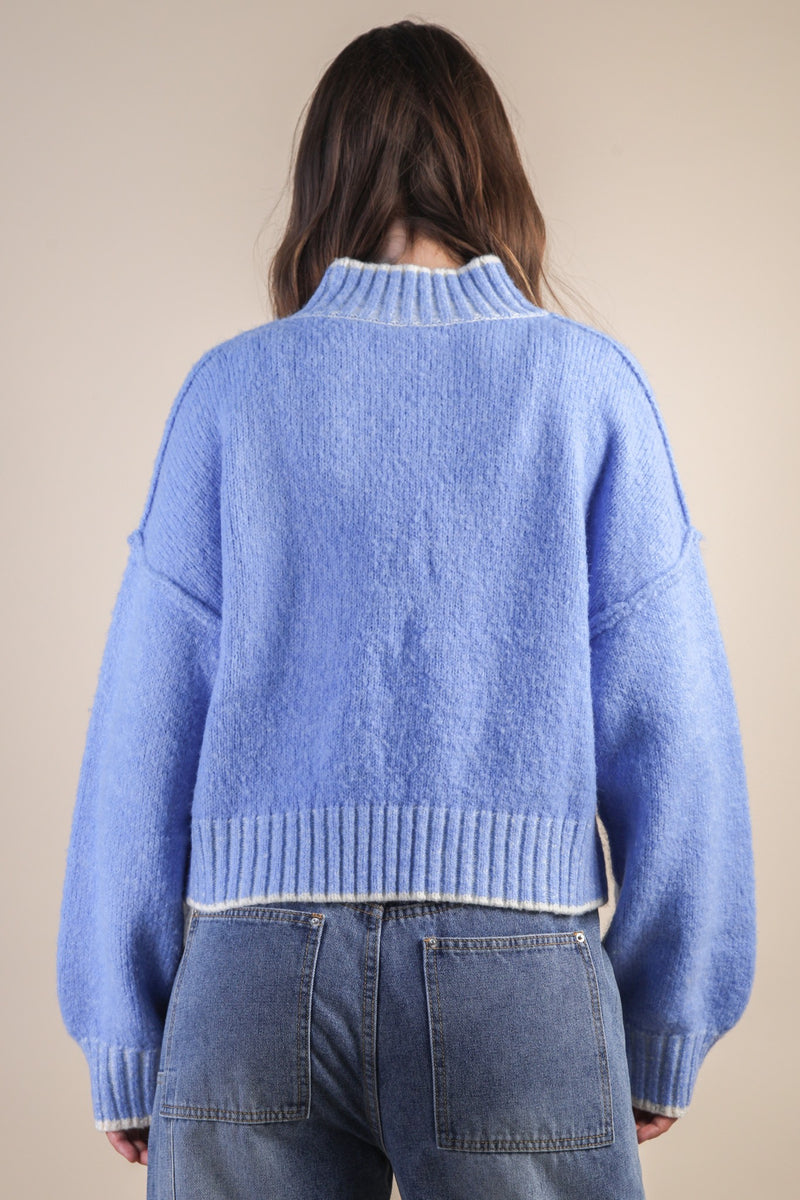 Alice Trim Detail Sweater, Blue