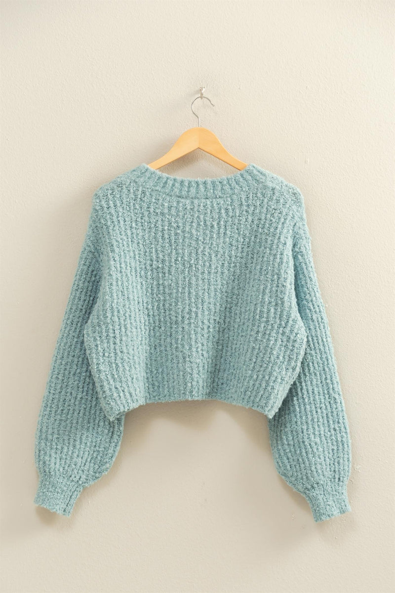 Emberly Fluffy Knit Cardigan, Sky Blue