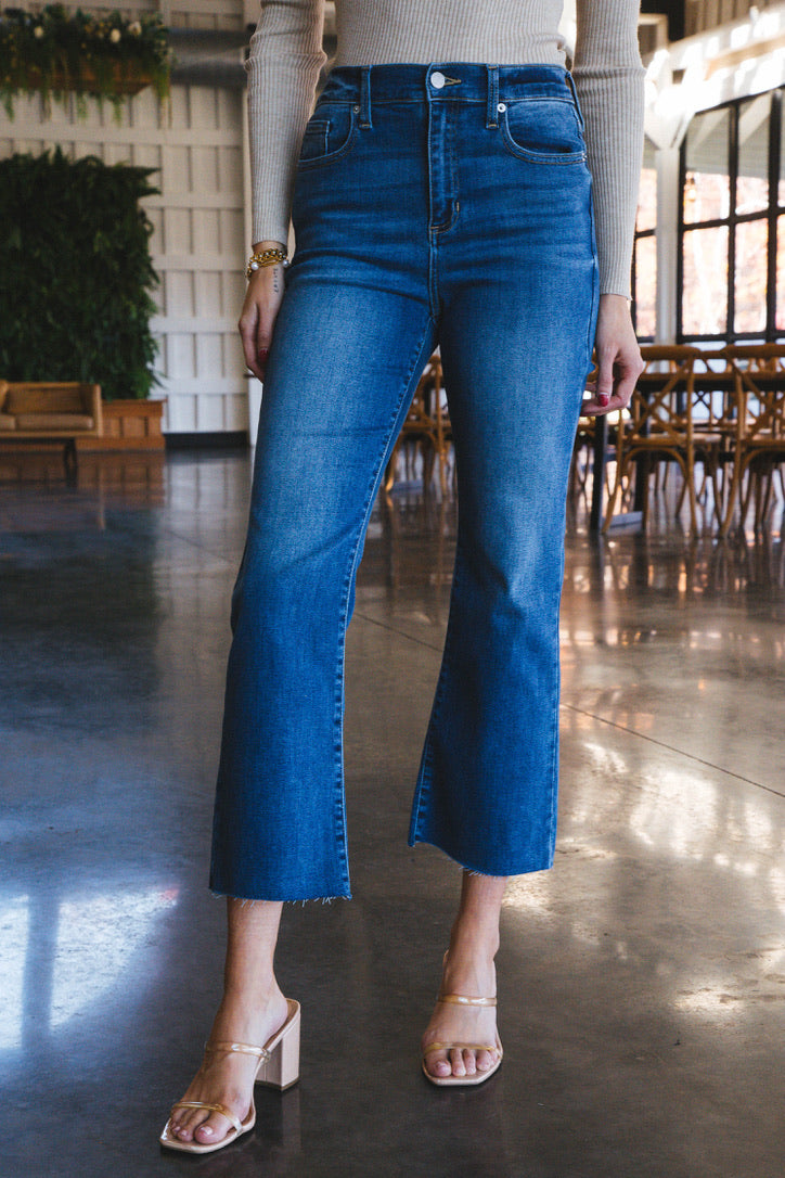Cora High Rise Kick Flare Fit Jean, Medium Dark