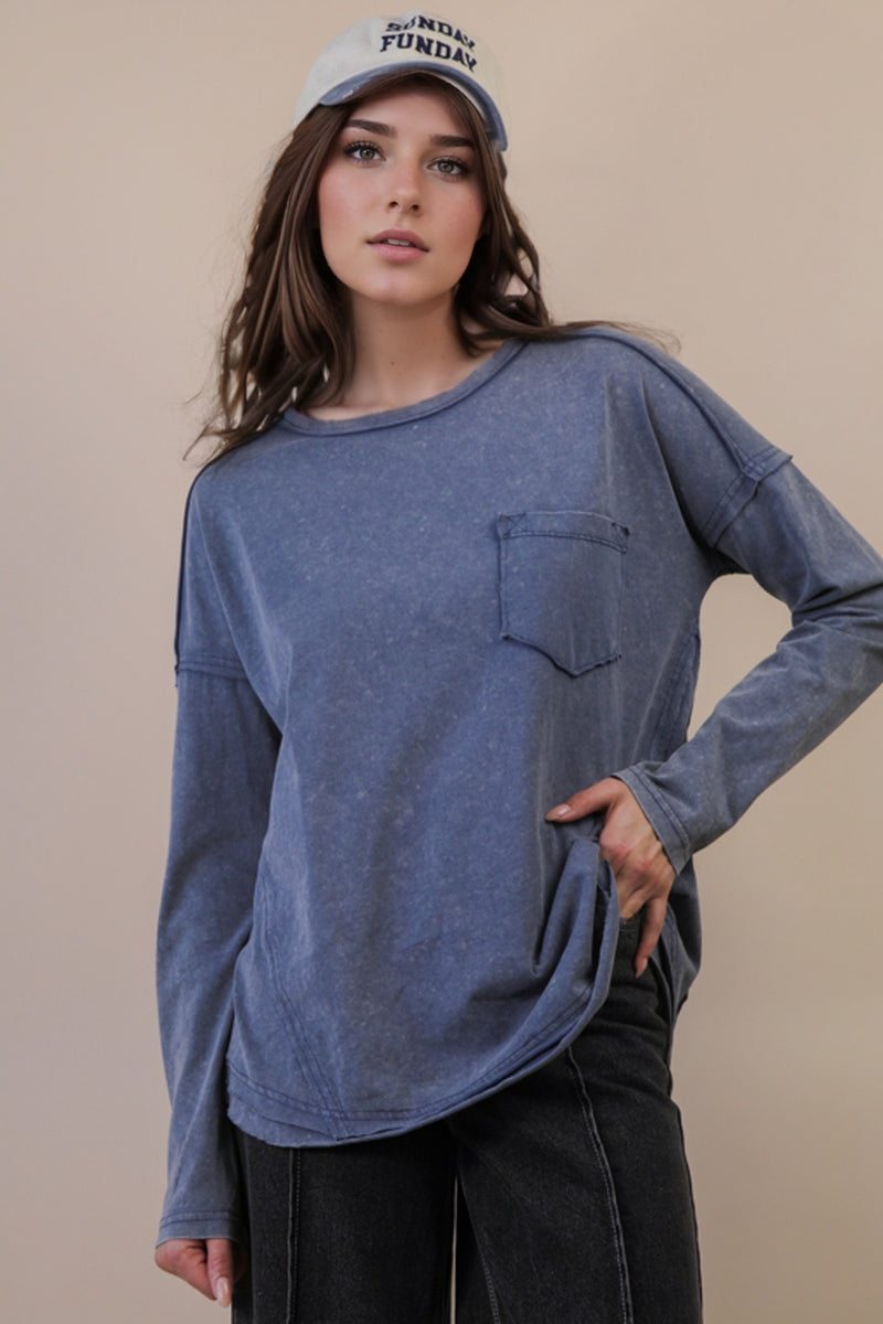 Rosalind Mineral Wash Top, Denim