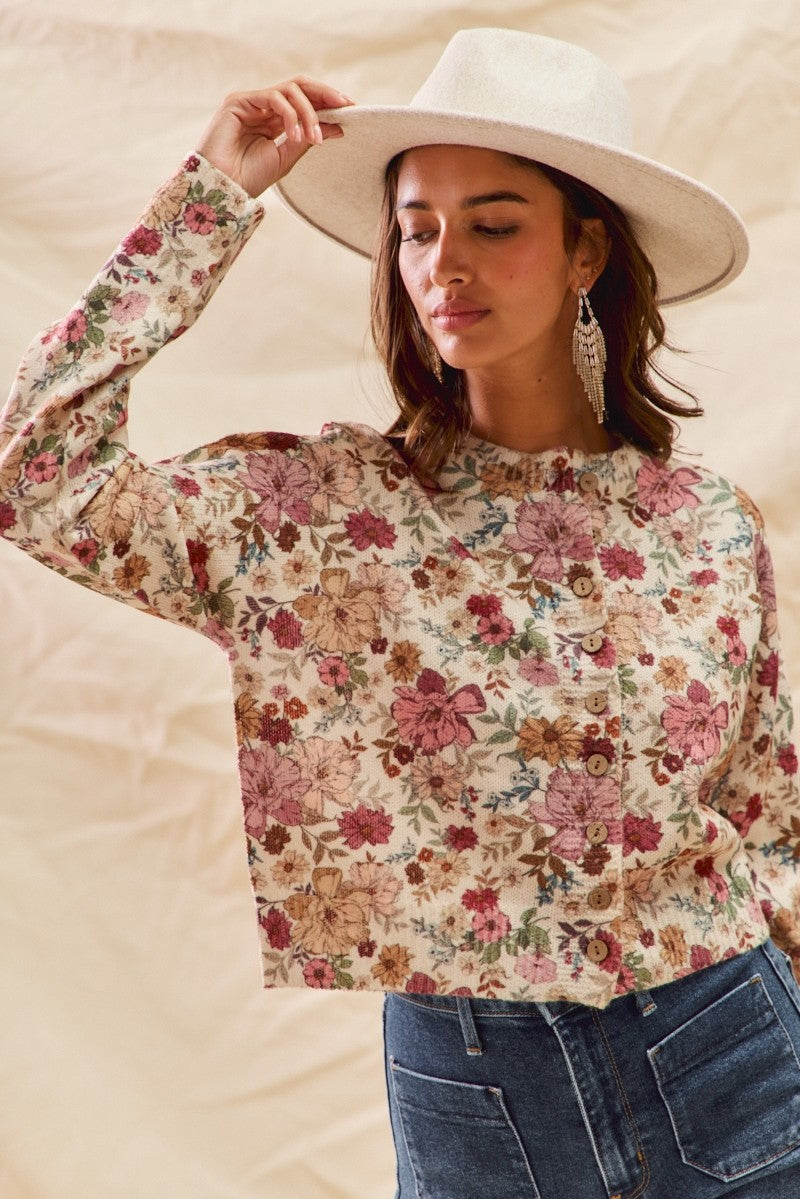 Masie Sweater Cardigan, Clay Rose