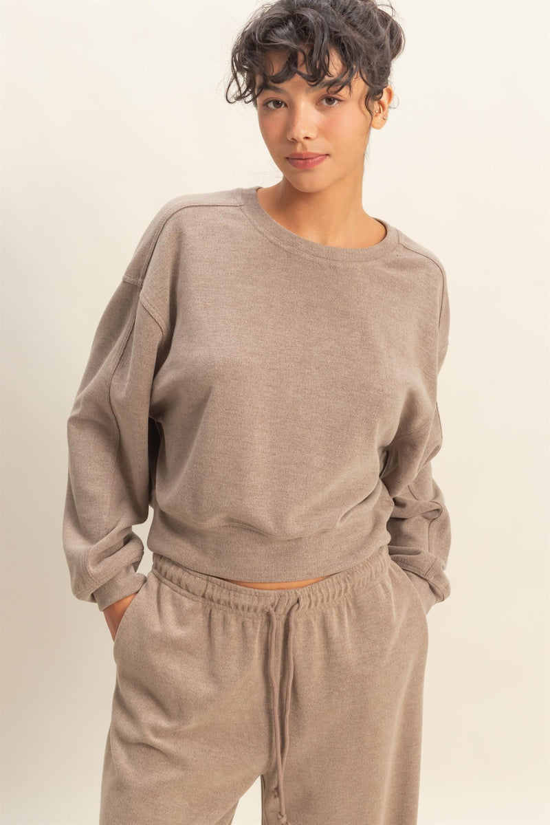 Kinsley Soft Ribbed Sweatshirt, Dusty Mocha
