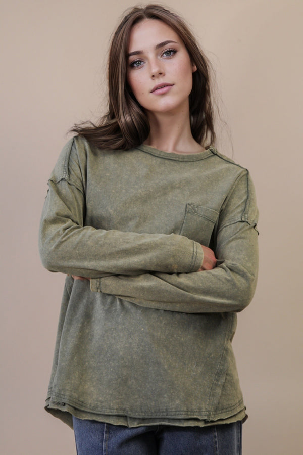 Rosalind Mineral Wash Top, Sage