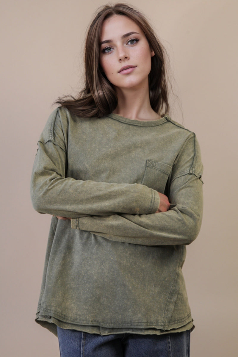 Rosalind Mineral Wash Top, Sage