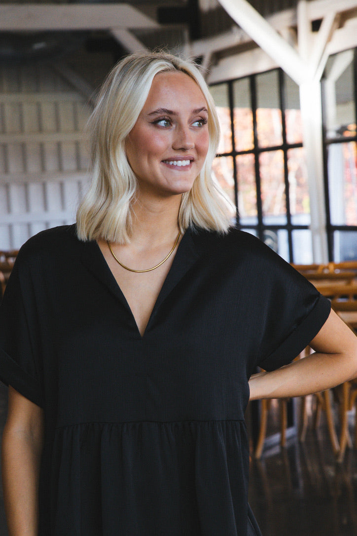 Serrano Tiered Dress, Black