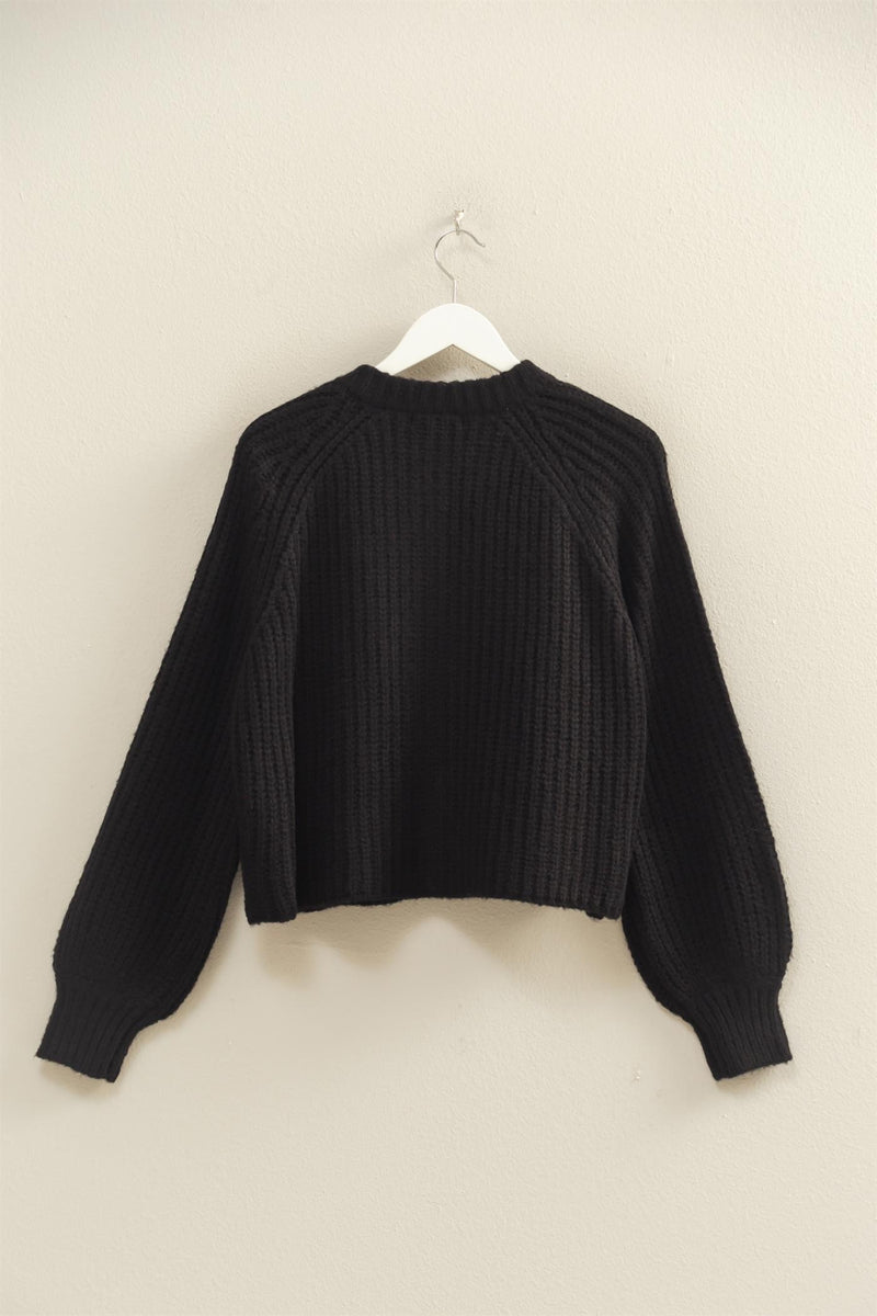 Estelle Chunky Knit Cardigan, Black