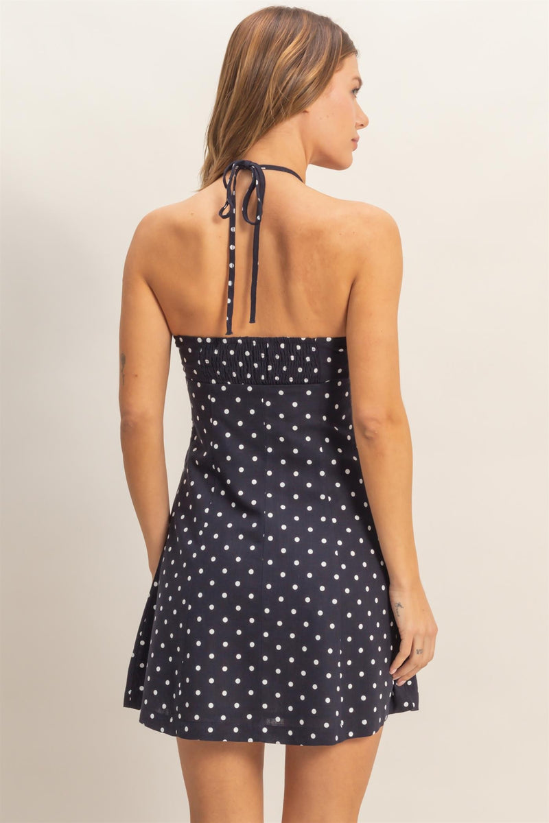 navy summer mini dress Nadia Navy Blue Cutout Mini Dress - Size L - Sky To Moon - Fit and Flare Design