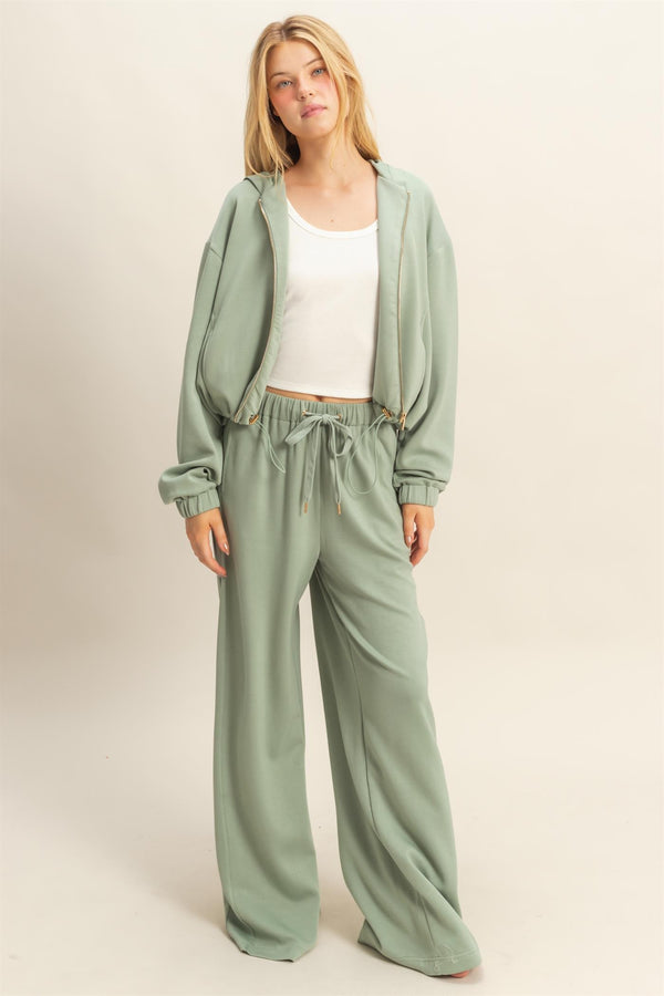 Gianna Wide Leg Pants, Sage Green