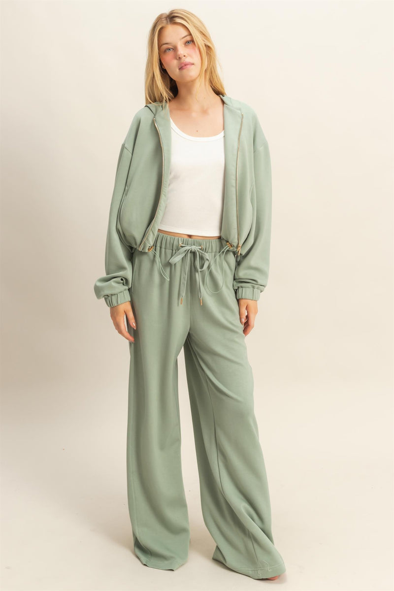 Nora Drawstring Hem Hoodie, Sage Green