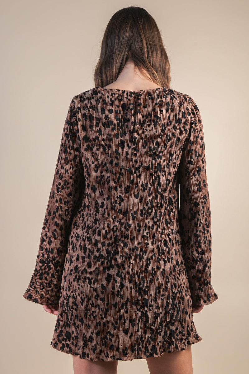 Abbey Mini Dress, Mocha Leopard