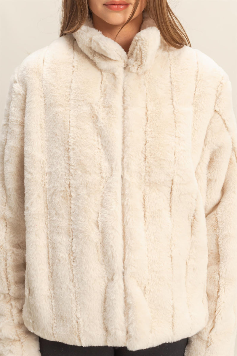 Sarah Faux Fur Jacket, Ivory
