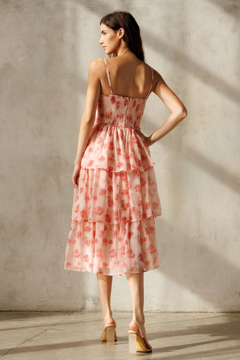 Scottie Tiered Ruffle Dress, Pink Floral North & Main Clothing Company Scottie Tiered Ruffle Dress, Pink Floral North & Main Clothing Company