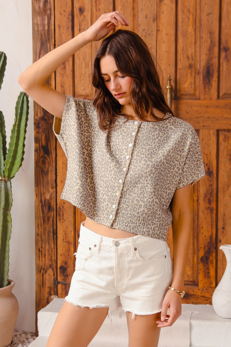 Brooklyn Vintage Leopard Print Sweater Vest, Leopard