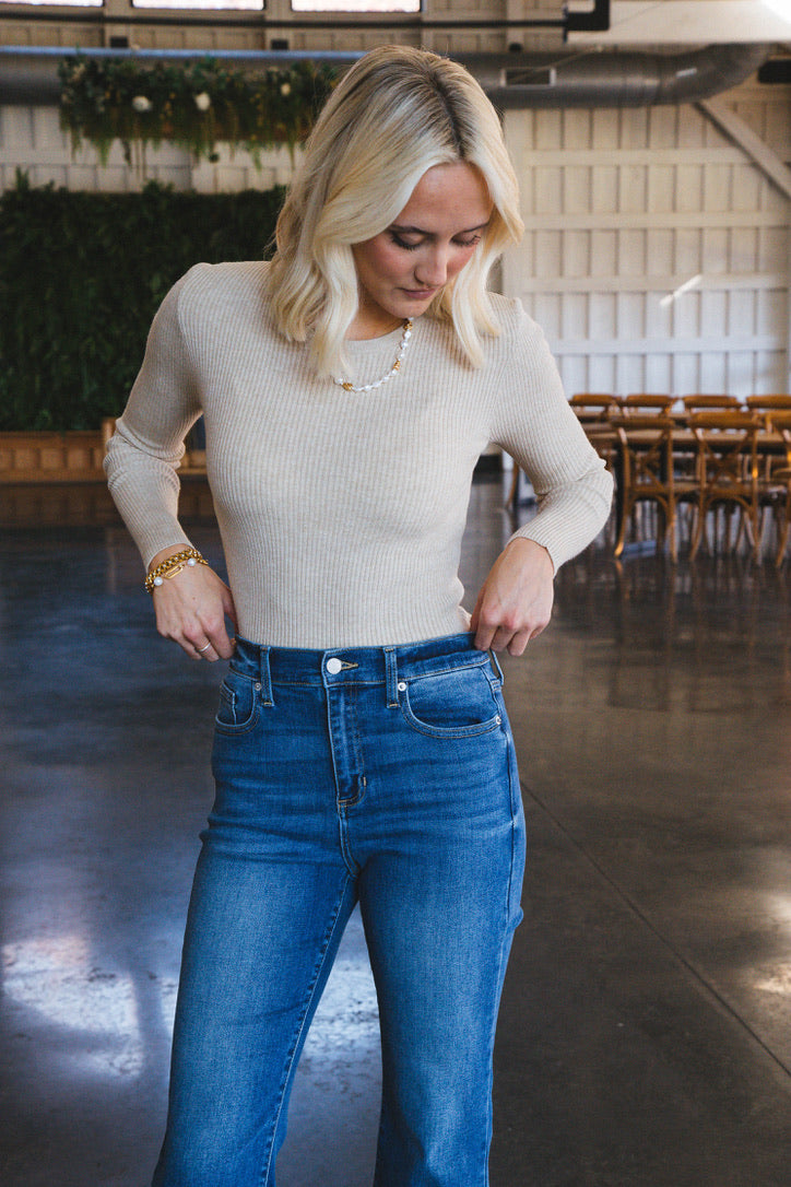 Rylee Ribbed Sweater, Oatmeal