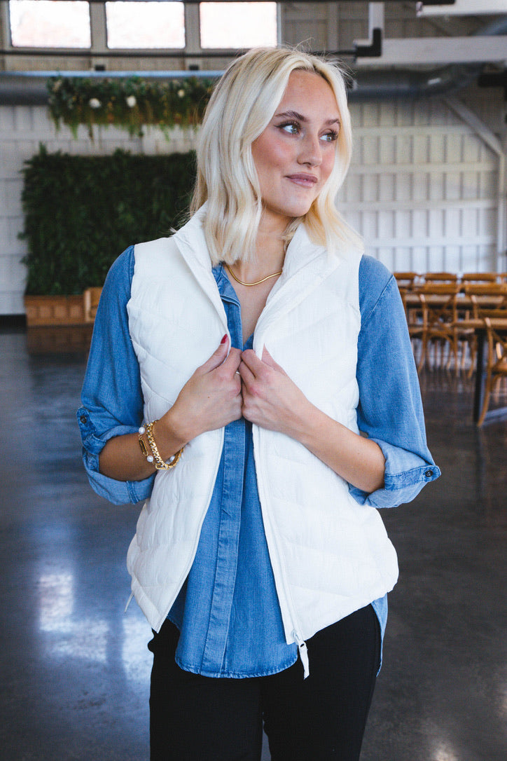 Azaria Puffer Vest, Ivory