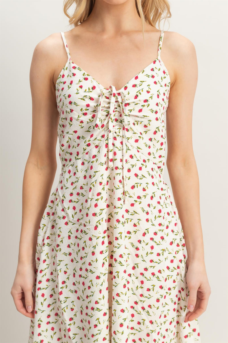 Halle Ditsy Floral Sleeveless Midi Dress, Ivory