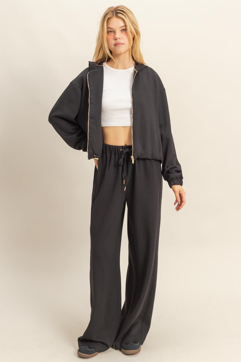Gianna Wide Leg Pants, Black