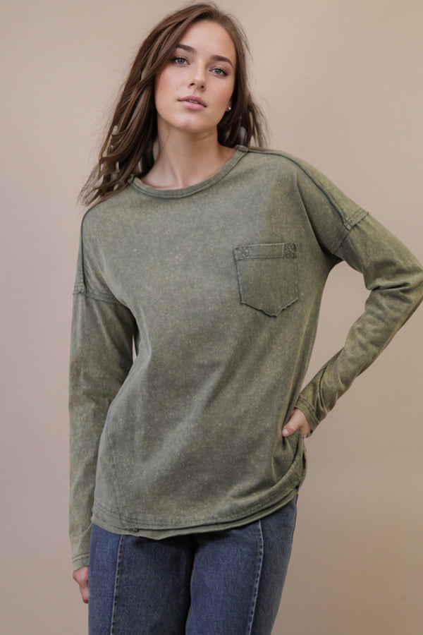 Rosalind Mineral Wash Top, Sage