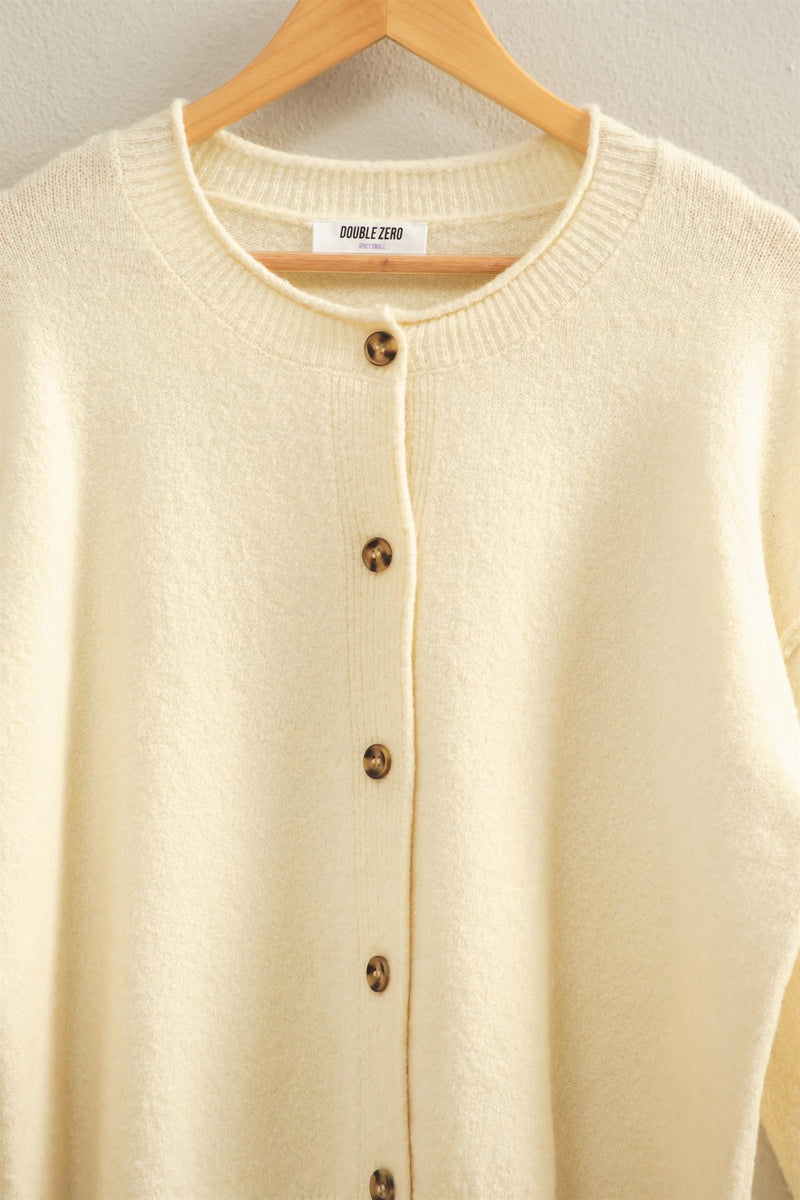 Melina Roll Neck Cardigan, Cream